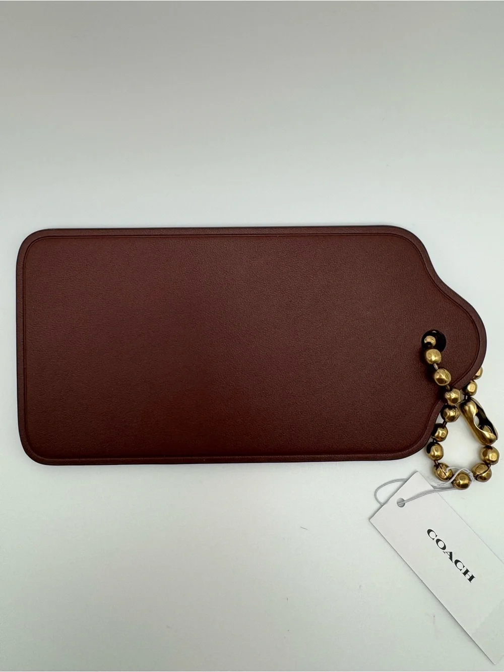 Coach XL Hangtag Bag Charm CBR57 Dark Brown Brass Leather NWT - Picture 9 of 16